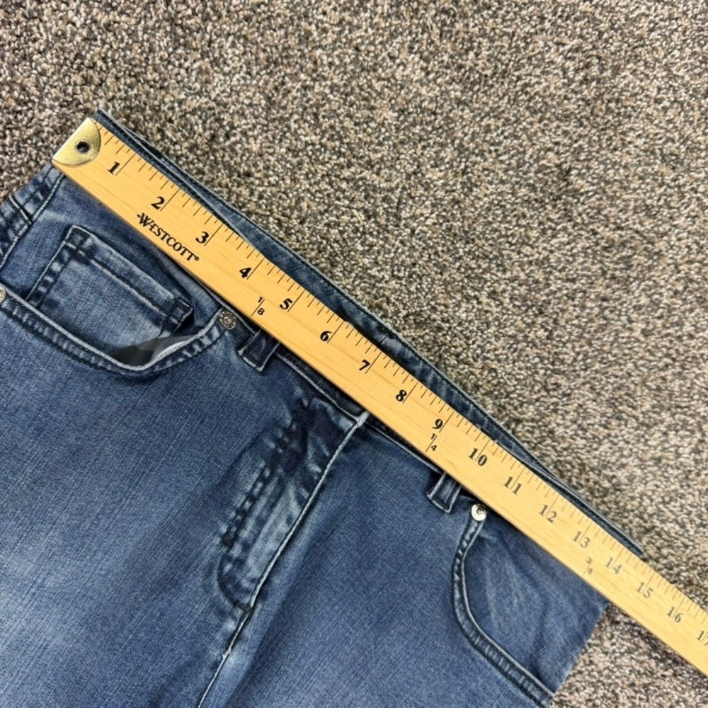 St. John Caviar Blue Straight Leg Fit Stretch Jeans Womens 6 Casual Italy Made - Picture 10 of 14